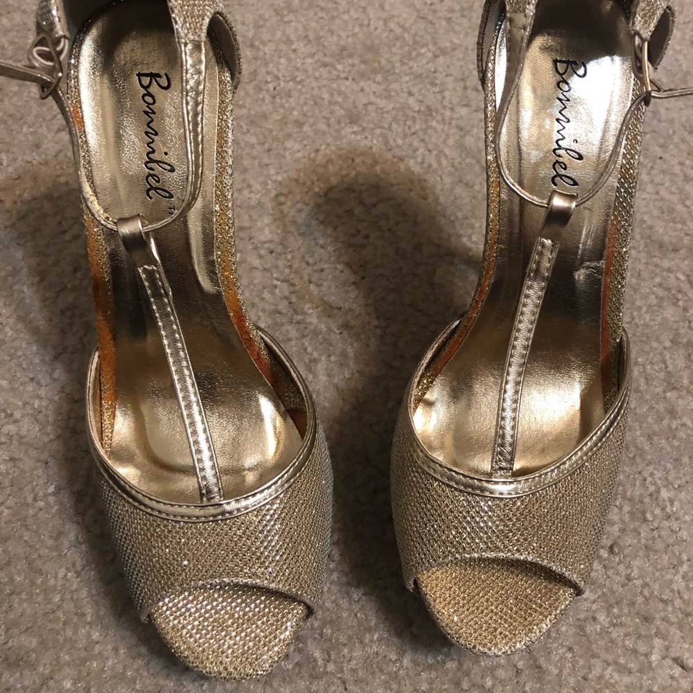 Gold Shimmery Golden Foil Heels